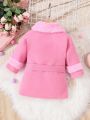 Girls Baby Solid Belted Overcoat Without Sweater