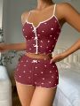 Heart Patterned Cami Pajama Set