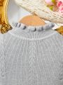 Infant Girls' Leisure Comfortable Basic Ruffle Edge Turtleneck Sweater