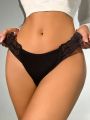 Solid Contrast Lace Panty