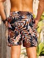 SHEIN Men's Tropical Printed Drawstring Waist Beach Shorts