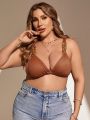 SHEIN Swim Chicsea Plus Size Swim Top With Chain Detail And Sparkling Effect