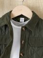 Baby Boy Flap Detail Button Front Quilted Coat Without Tee