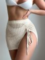 SHEIN Swim BohoFeel Women's Drawstring Side Slit Beach Cover-Up Skirt