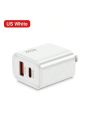 1pc 55w Usb C Charger With Us Plug, Pd Fast Charger, Qc3.0 Power Adapter Compatible With Iphone, Xiaomi, Mobile Phones With Type-c Port, Convenient For Traveling