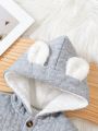 Baby 3d Ear Double Breasted Inner Plush Coat