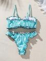 SHEIN Swim Mod Contrast Color Ruffled Bikini Set