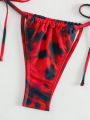 SHEIN Swim Y2GLAM Ladies' Tie-Dye Triangle Cup Halter Neck Bikini Swimsuit Set