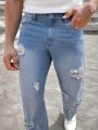 SHEIN Men Ripped Straight Leg Jeans