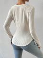 SHEIN Frenchy Solid Color Long Sleeve T-shirt