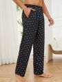 Men Allover Print Elastic Waist Lounge Pants