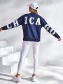 SHEIN Street Sport Back Printed Fleece Sweatshirt