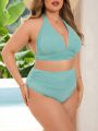 SHEIN Swim Vcay Plus Size Women'S Halter Neck Swimsuit Set