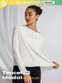 GLOWMODE Modal Reset Restore Off-Shoulder Long Sleeve Tee With Thumbhole Daily Lounge