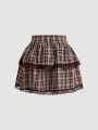 SHEIN MOD Women'S Plaid Front Tie Skirt