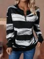 Color Block Striped Drop Shoulder Sweatshirt