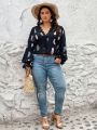 SHEIN CURVE+ Plus Size Women's Down Printed Shirt