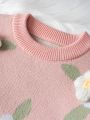 Baby Girls' 3d Flower Pattern Long Sleeve Sweater