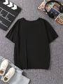 Teenage Boys' Letter & Astronaut Printed Short Sleeve T-Shirt