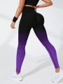 Yoga Party Ombre Print Tummy Control Sports Leggings