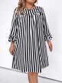 SHEIN LUNE Plus Size Striped And Printed Dress