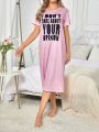 Women's Nightgown With Text Pattern