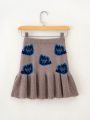 SHEIN Kids Nujoom Tween Girl Floral Pattern Ruffle Hem Knit Skirt