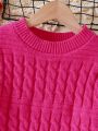 Big Girls' Solid Color Twist Knitted Sweater