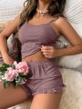 Ruffle Trim Cami Pajama Set