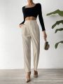 SHEIN Privé High Waist Slanted Pocket Suit Pants