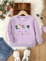 SHEIN Kids QTFun Young Girl Cartoon Graphic Sweatshirt