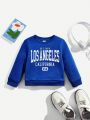 Baby Boys' Casual Cartoon Patterned Pullover Sweatshirt With Long Sleeves, Suitable For Autumn And Winter