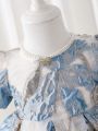 Baby Girls' Elegant Puff Sleeve Jacquard Dress
