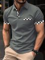 Men's Short Sleeve Plaid Pattern Polo Shirt