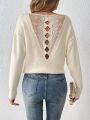 SHEIN Frenchy Women's V-neck Hollow Out Back Knitted Sweater