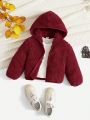 SHEIN Baby Boys Zip Up Hooded Teddy Jacket