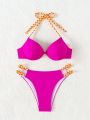 SHEIN Swim Vcay Women's Push Up Swimwear Set With Steel Rings