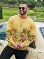 Extended Sizes Men'S Plus Size Cartoon Pattern Long Sleeve Sweater