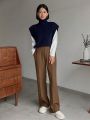 FRIFUL Solid Color Straight Leg Pants