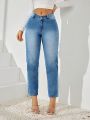 SHEIN Privé High Waisted V-Cut Tapered Jeans