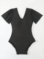 Ladies' Ruffled Trim One-piece Swimwear With Tie Straps