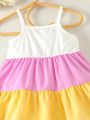 Baby Girls' Multicolor Patchwork Casual Simple Dress