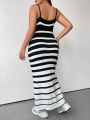 Plus Striped Pattern Cami Sweater Dress