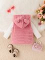 Baby Girl 3D Ears Design Hooded Flannel Vest Jacket