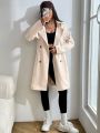 SHEIN EZwear Double Breasted Belted Trench Coat