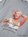 Marilyn Monroe X SHEIN Character And Letter Print T-Shirt