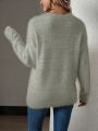 SHEIN Essnce Plain V-neck Long Sleeve Sweater