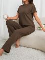 Women'S Ribbed Batwing Sleeve Loungewear Set