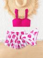 Teen Girls' Leaf Printed Swimsuit Set