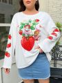 SHEIN Qutie Plus Size Women's Strawberry Cartoon Character Printed T-Shirt